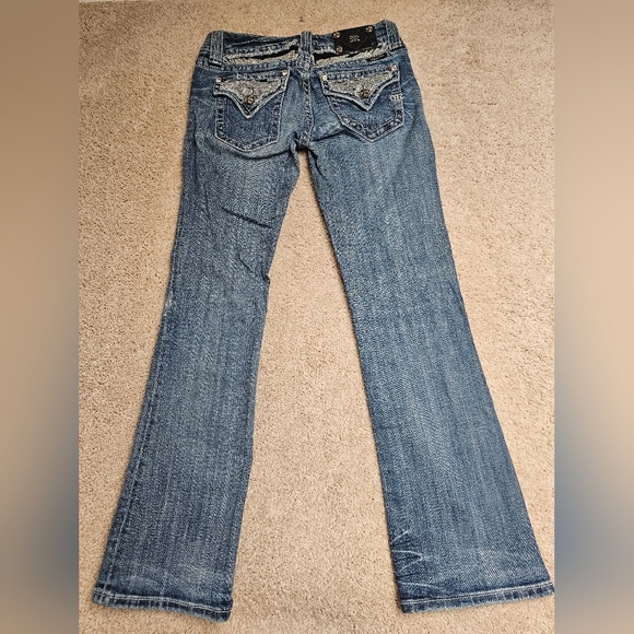 Miss Me Boot Signature Rhinestone Boot Cut Jeans Women's Angel Wing 29 JP5010BTR - Picture 5 of 6
